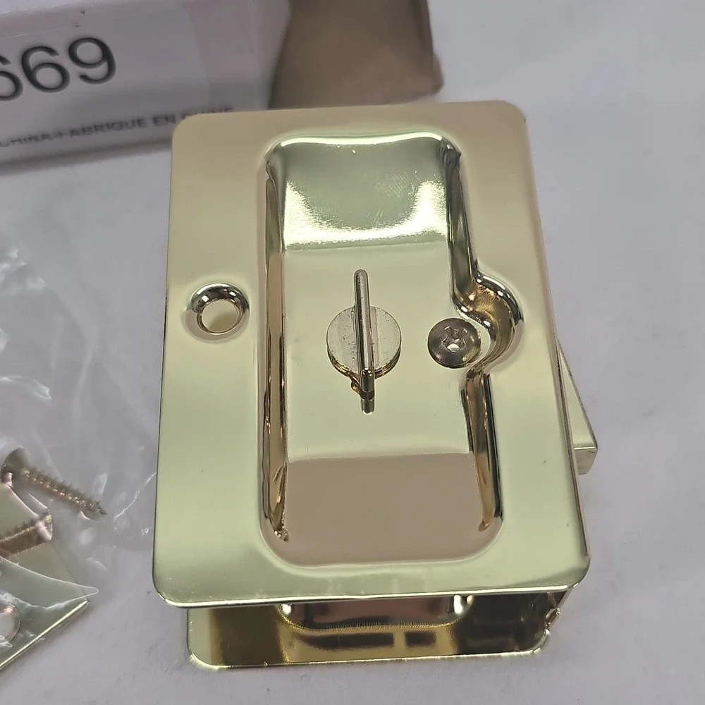 Hardware 1701BPS-BC Onward Pocket Door Pull Privacy Lock 3 1/4 in 82 mm Brass